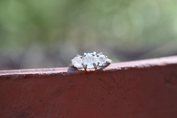 Boho Engagement Ring, Raw Diamond Ring, Rough Diamond Wedding Band, Uniq… - Picture 1 of 5